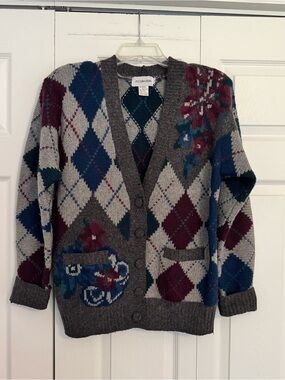 JH Collectibles Vintage Rabbit Hair & Lambswool Argyle Cardigan